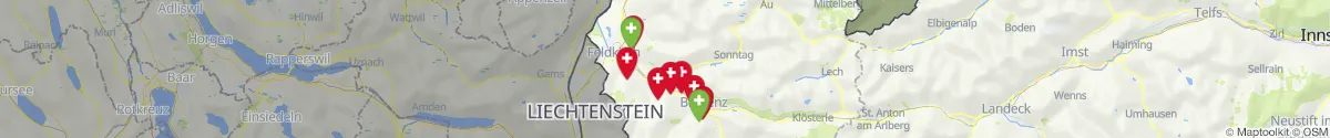 Kartenansicht für Apotheken-Notdienste in der Nähe von Bludesch (Bludenz, Vorarlberg)